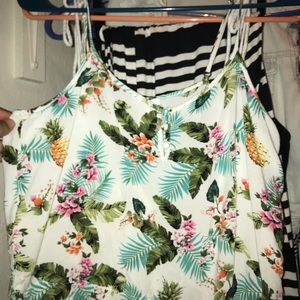 White & tropical crop tops